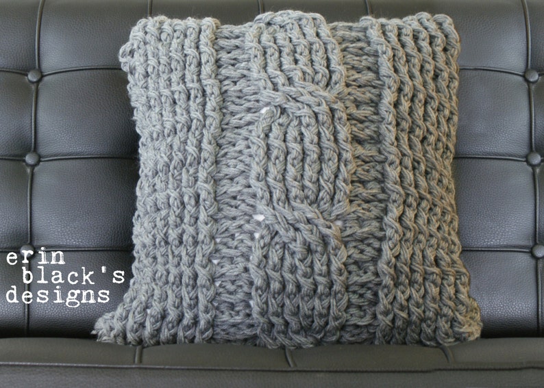 DIY Crochet PATTERN Chunky Cable Twist Crochet Pillow Cover Approximately 20 x 20 pillow005 image 3