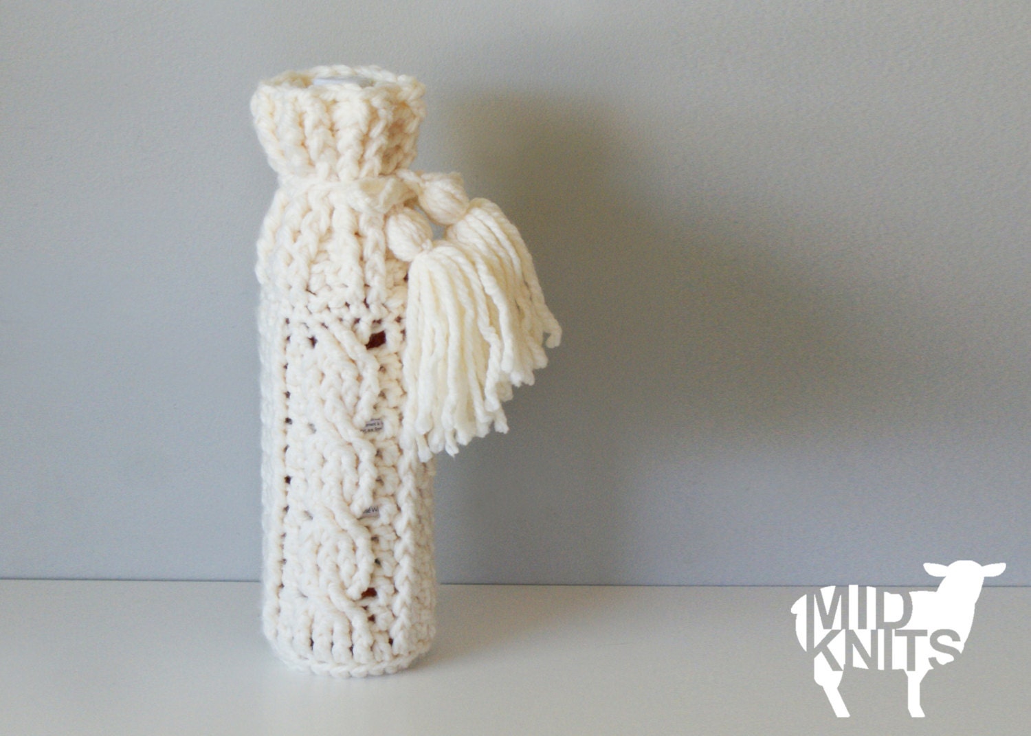 DIY Crochet PATTERN - Crochet Cable Wine Bottle Cozy Size: 4.5 ...