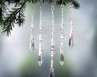 Crystal Suncatcher, Icicle Ornament, Crystal Clear Asfour Full Lead Crystal Prism, Three Different Sizes, Priced Individually