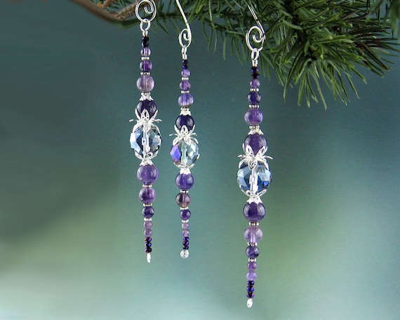 Silver Filigree Meditation Focal Christmas Ornament Crystal Suncatcher Handmade Hanger Pink Crystals Icicle Ornament Bright Silver