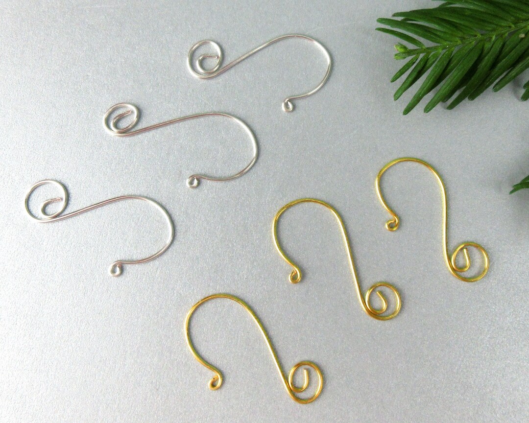 Hooks for Ornaments, Christmas Ornament Hanger, Bright Tarnishresistant Silver or Gold