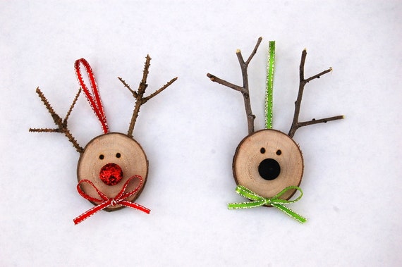 Items similar to Christmas Ornaments - Rustic Ornaments - Reindeer ...