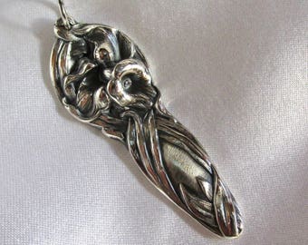 Orchid Flower Spoon Pendant Sterling Silver Art Nouveau Symbolic of Exotic Beauty