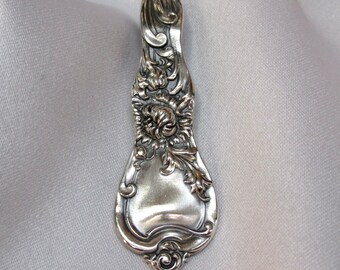 Chrysanthemum Sterling Silver Spoon Pendant Mum Flower Symbolic of Hope