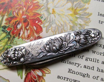 Shiebler Knife 1892 Sterling Silver Folding Knife Shiebler Chrysanthenum Aesthetic Gorgeous Rare