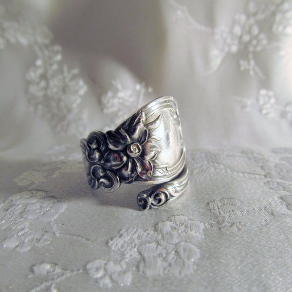 Daffodil Spring Flower Spoon Ring Sterling Symbolic of Vitality and Energy