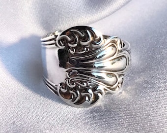 Art Deco Wide Sterling Silver Spoon Ring High Polished Thumb Ring