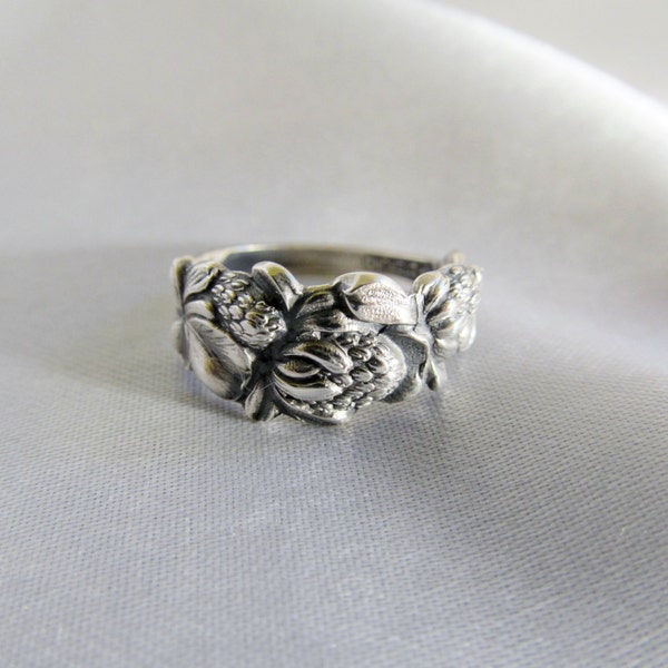 Reserved for Stephanie Lucky Clover Flower Small Spoon Ring Shamrock Sterling Silver Ring Treasure Grotto