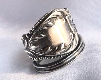 Nautilus Shells and Swirls Sterling Silver Spoon Ring Circa 1900 Statement Ring