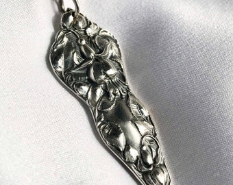 Fuscia Flower Spoon Pendant Floral Art Nouveau Symbolic of Mutual Love and Friendship