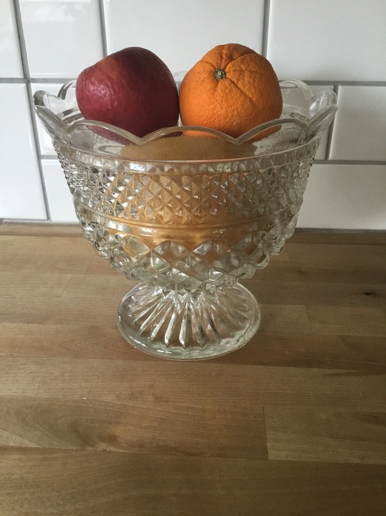 Vintage Anchor Hocking Wexford Centerpiece Fruit Bowl Footed Etsy
