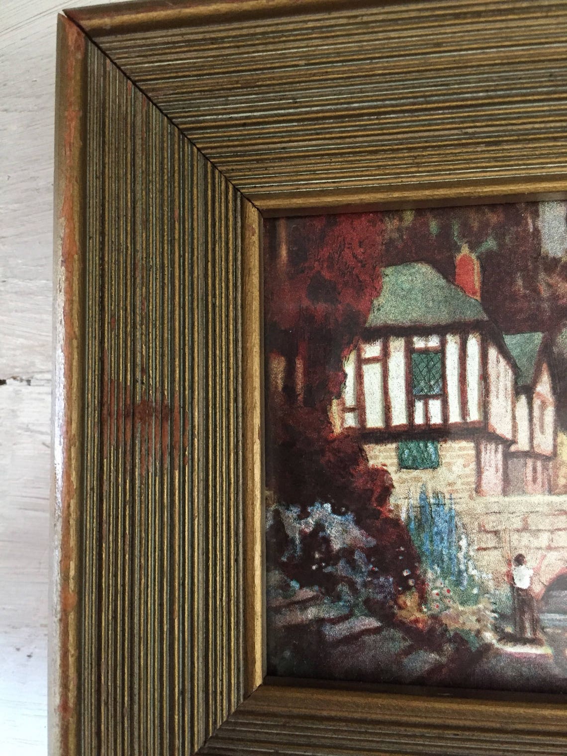 Vintage 1950s Franklin Picture Company framed foil art duo Etsy