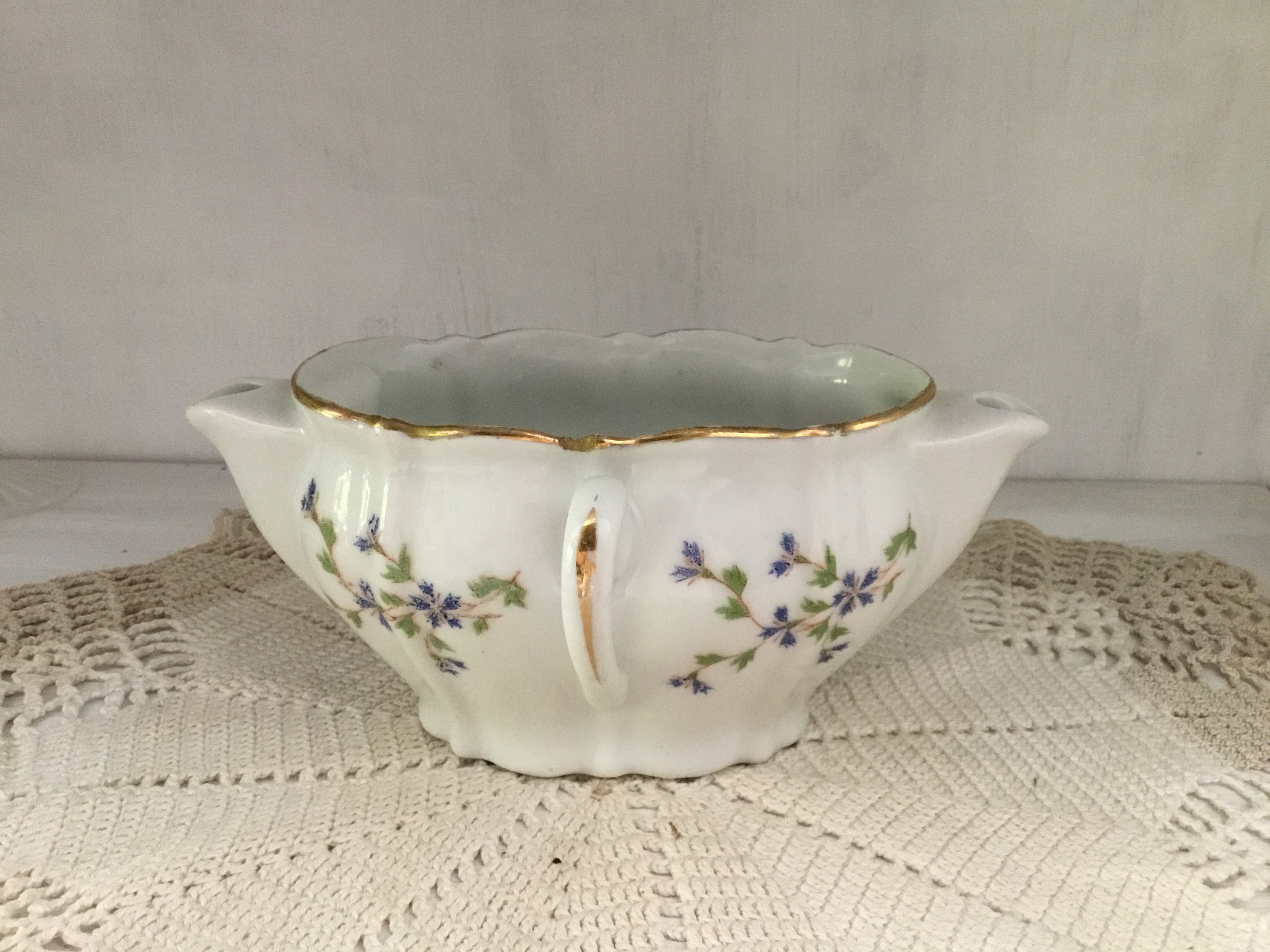 Vintage Limoges Gravy Boat Double Spout Cornflower Pattern Etsy