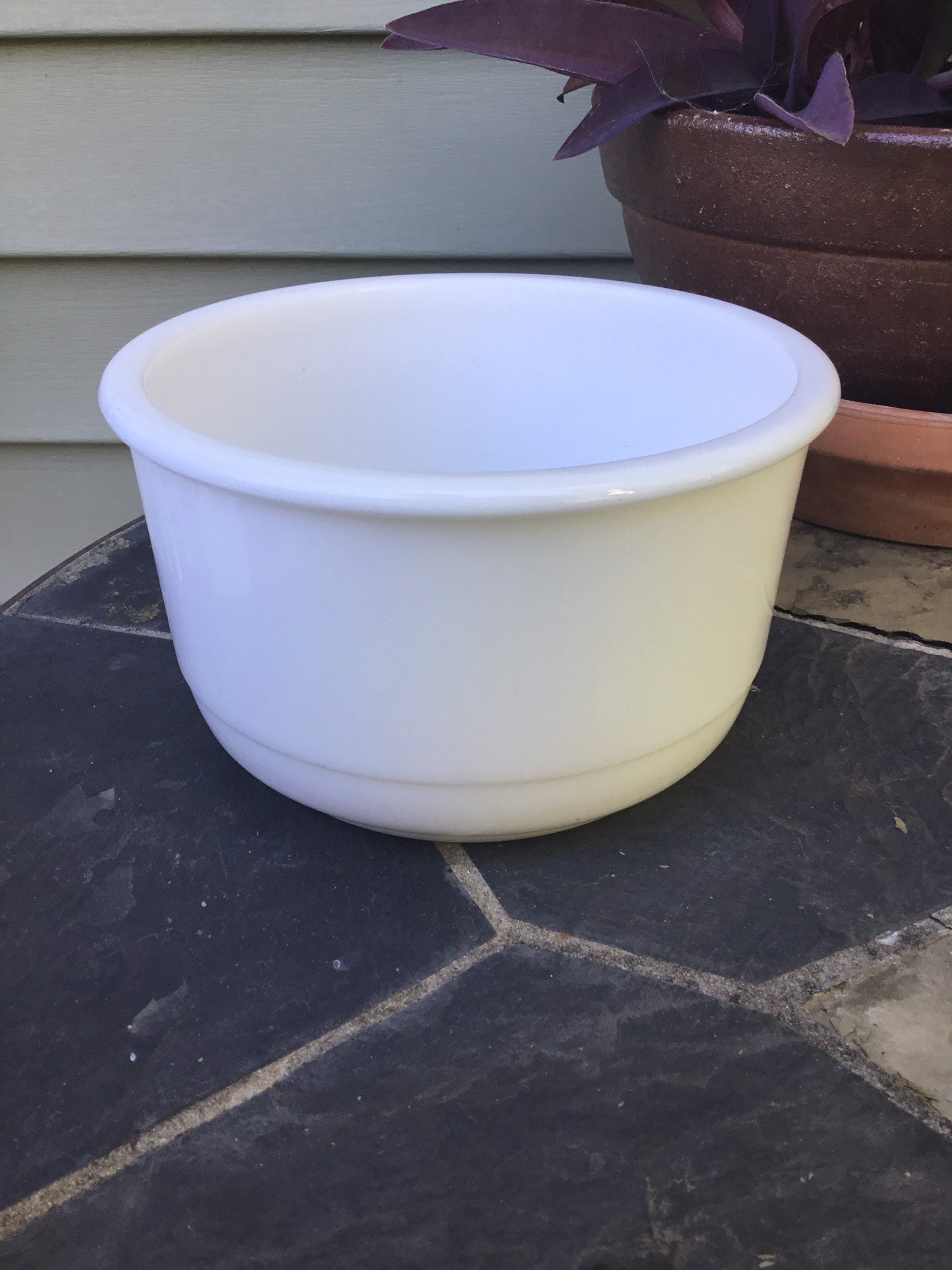 Vintage White Milk Glass Mixing Bowl, for Stand Mixers, Opal Glass