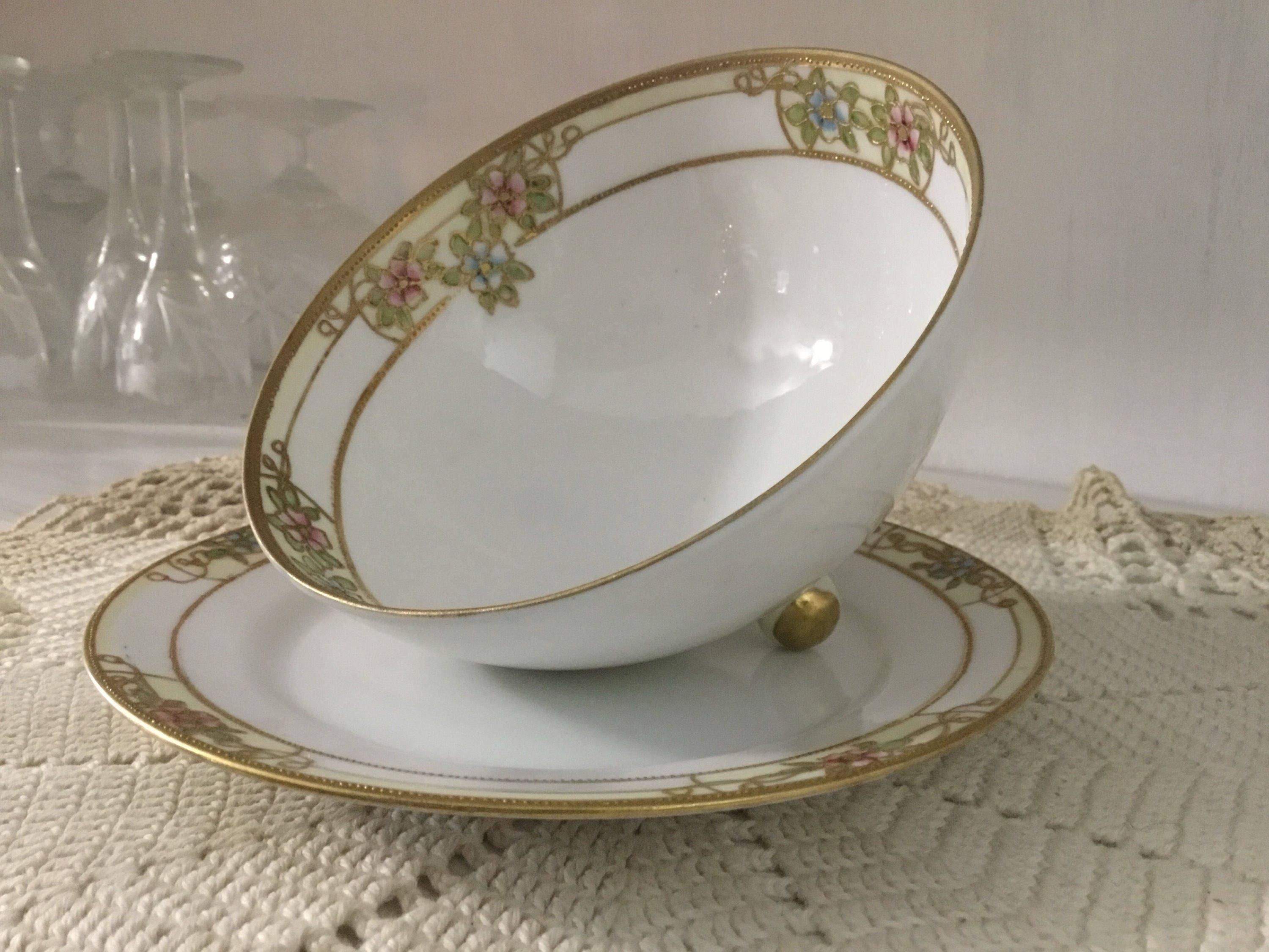 オルードノリタケ 三双金縁水仙文 鉢 M印(1910~1921年頃）送料込み