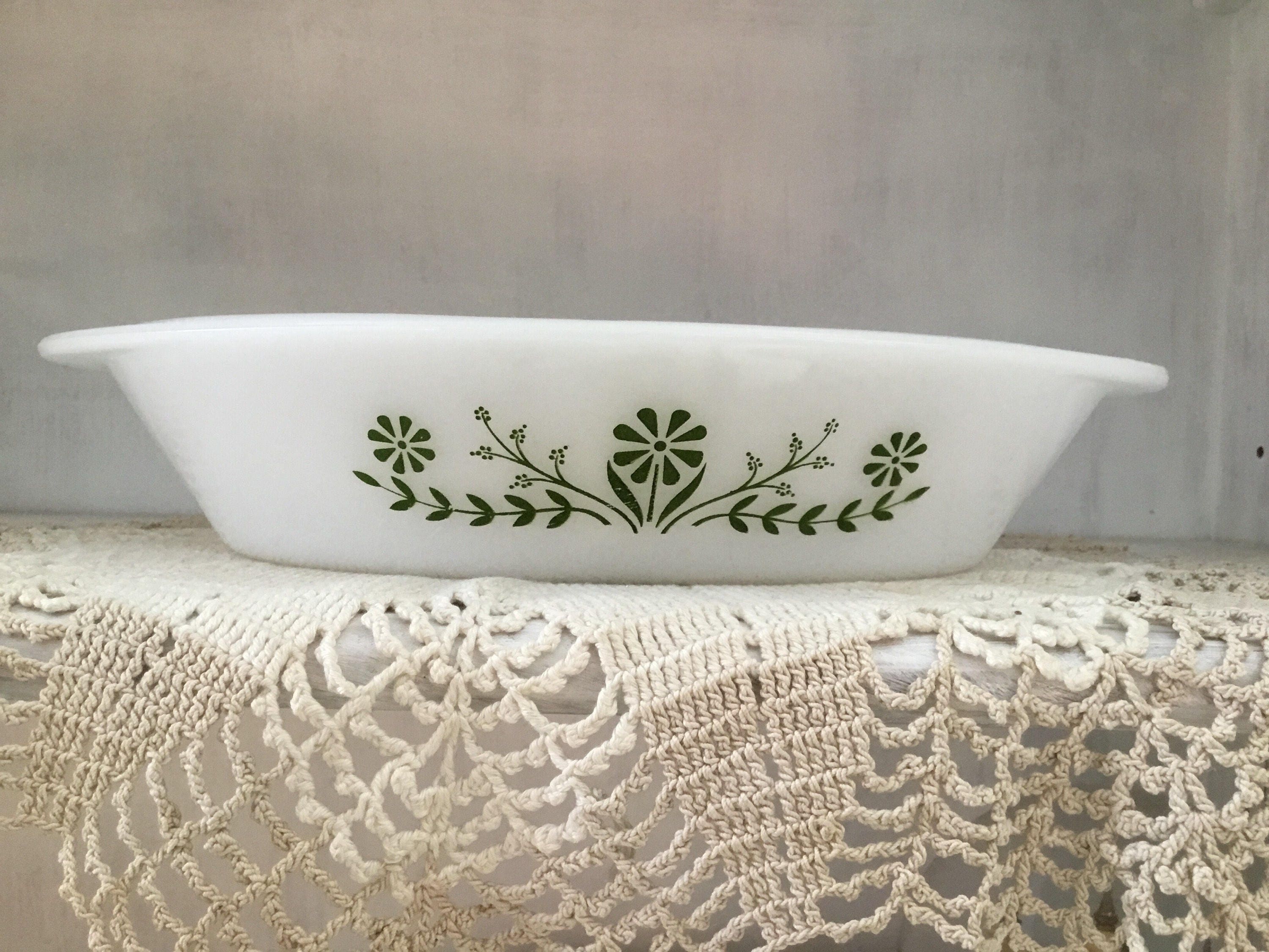 Kitchen & Dining Green Daisy Large Glasbake Vegetable Serving Dish with
