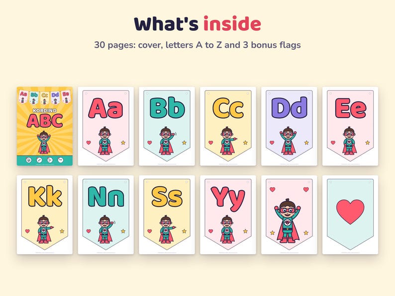 Printable Alphabet Banner for Kids, ABC Coloring Pages, Cut and Hang ...