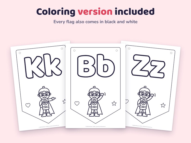 Printable Alphabet Banner for Kids, ABC Coloring Pages, Cut and Hang ...