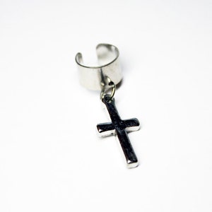 Simple Silver Cross Ear Cuff -- NO PIERCING REQUIRED