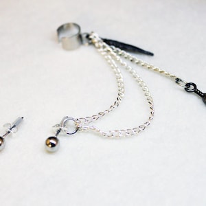 Double Feather and Stud Cuff Earring Set