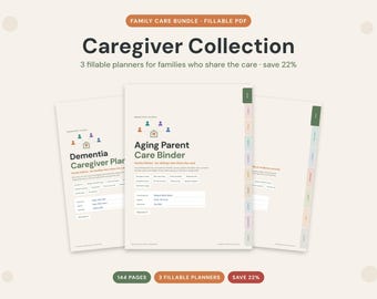 Paquete de guías para el cuidado de padres ancianos, planificador para cuidadores de personas con demencia y registro diario (descarga digital).
