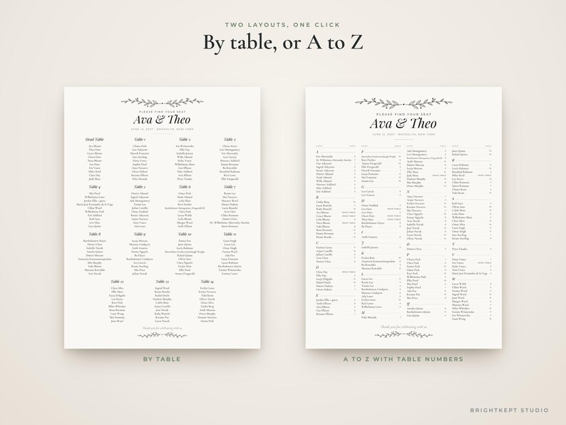 Wedding Seating Chart Template Maker, Paste Guest List, 24x36 Poster, Escort Cards, Table Numbers image 4