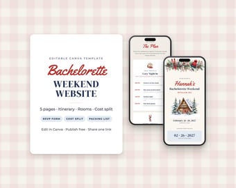 Editable Canva Ski Bachelorette Weekend Website Template, Itinerary, RSVP, Cost Split (Digital Download)