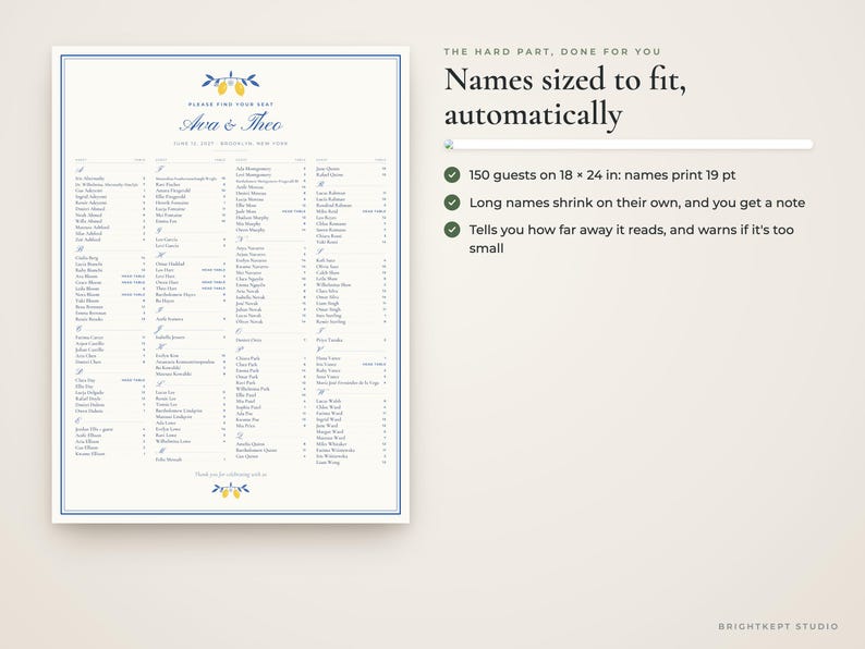 Wedding Seating Chart Template Maker, Paste Guest List, 24x36 Poster, Escort Cards, Table Numbers image 3