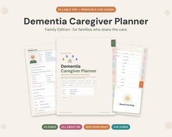 Dementia Caregiver Planner, Family Edition, Fillable Log, Memory Care Organizer (Digital Download)