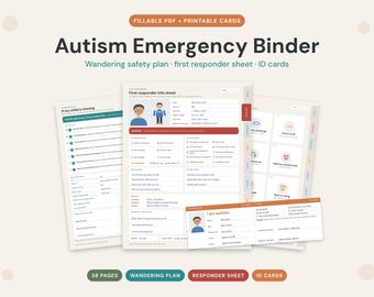 Carpeta de emergencia para el autismo / Plan de seguridad para cuando el niño se extravía, información para primeros intervinientes (PDF rellenable)