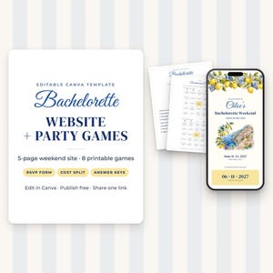 Italian Bachelorette Website + 8 Party Games Bundle (Digital Download)
