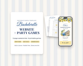Italian Bachelorette Website + 8 Party Games Bundle (Digital Download)