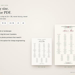 Wedding Seating Chart Template Maker, Paste Guest List, 24x36 Poster, Escort Cards, Table Numbers image 6