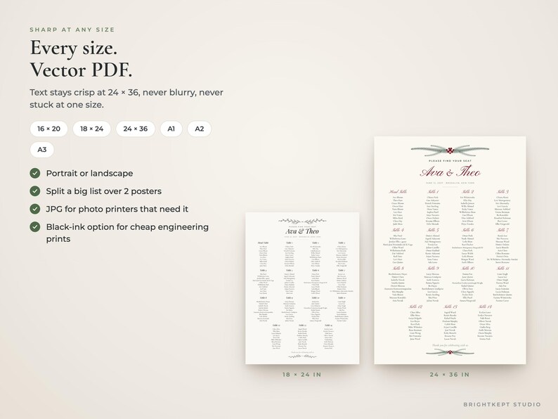 Wedding Seating Chart Template Maker, Paste Guest List, 24x36 Poster, Escort Cards, Table Numbers image 6
