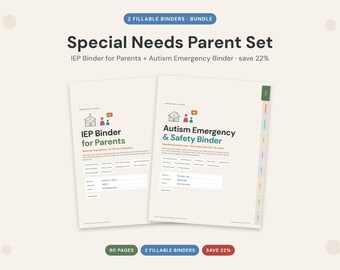 Paquete para padres de niños con necesidades especiales: Carpeta del IEP + Plan de seguridad para el autismo (PDF rellenable)