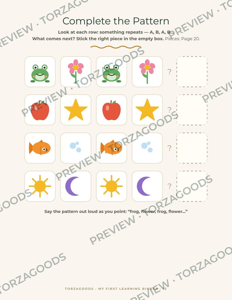 Paper Box Rows Printable Busy Book for Toddlers Ages 2-4 | My First Learning Binder ...