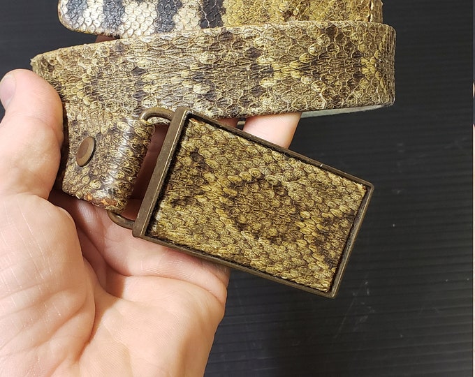 Rattlesnake Skin Belt and Buckle. Authentic Vintage Real Snake - Etsy