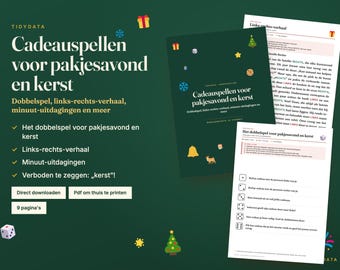 Niederländische Geschenkspiele zum Ausdrucken · Dobbelspel Pakjesavond en Kerst · Weihnachtswürfelspiel und Links-Rechts-Geschichte auf Niederländisch im PDF-Format