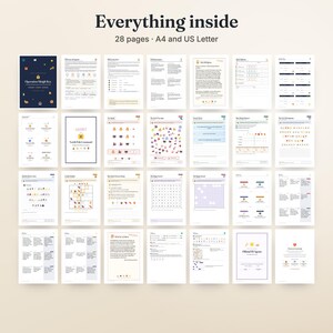 Puede incluir: Una colecci&oacute;n de 28 p&aacute;ginas de actividades imprimibles tituladas Operation Sleigh Key, que incluyen varios rompecabezas, juegos y hojas de instrucciones en formatos A4 y US Letter. Las p&aacute;ginas contienen texto, iconos y cuadr&iacute;culas en azul, blanco y oro.