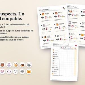 Fransk mystisk adventskalender utskrivbar · Calendrier de l'Avent Enquête · 24 detektivpussel för barn och familj PDF bild 2