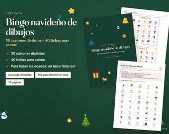 Spanisches Weihnachtsbingo zum Ausdrucken · Bingo Navideño · 30 Bildbingokarten auf Spanisch für Kinder, Familien und den Spanischunterricht (PDF)