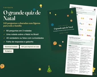 Portugiesisches Weihnachtsquiz zum Ausdrucken · Quiz de Natal · 145 Quizfragen auf Portugiesisch für Familie und Feiern (PDF)