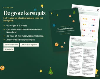 Niederländisches Weihnachtsquiz zum Ausdrucken · Kerstquiz · 145 Quizfragen auf Niederländisch für Familie, Büro und Schule (PDF)