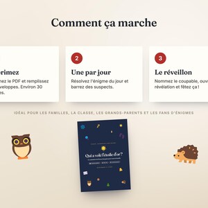 Fransk mystisk adventskalender utskrivbar · Calendrier de l'Avent Enquête · 24 detektivpussel för barn och familj PDF bild 8