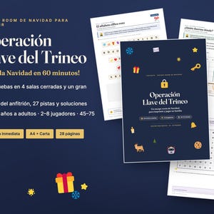 Salle d'évasion de Noël espagnole mexicaine imprimable · Escape Room de Navidad para Niños y Familia · 9 puzzles, guide de l'hôte · PDF image 1