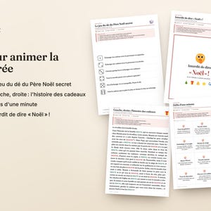 Peut inclure: Quatre feuilles de jeux imprim&eacute;es pour les f&ecirc;tes, incluant Le jeu du d&eacute; du P&egrave;re No&euml;l secret, Interdit de dire No&euml;l et Gauche, droite : l'histoire des cadeaux, avec des instructions, des listes et des ic&ocirc;nes th&eacute;matiques.