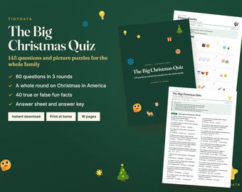 Weihnachtsquiz zum Ausdrucken · 145 Quizfragen und Bilderrätsel für Familie, Büro und Schule · Weihnachtsquiz-Spiel (PDF)