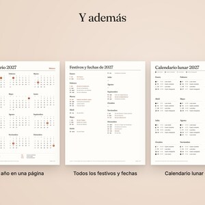 May include: Three white sheets featuring the 2027 calendar, holidays, and lunar phases. The first sheet shows the full year, the second lists holidays and dates, and the third displays the lunar calendar. All text is in black with red accents.