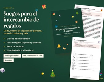 Mexikanisch-spanische Geschenketauschspiele · Juegos para Intercambio de Regalos · Weihnachtswürfelspiel und Links-Rechts-Geschichte (PDF)