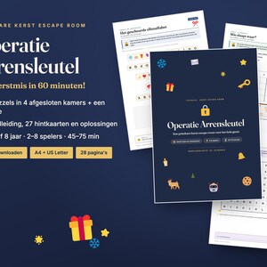 Dutch Christmas Escape Room Printable · Kerst Escape Room voor Kinderen en Gezin · 9 Puzzles, Host Guide · Party Game PDF image 1